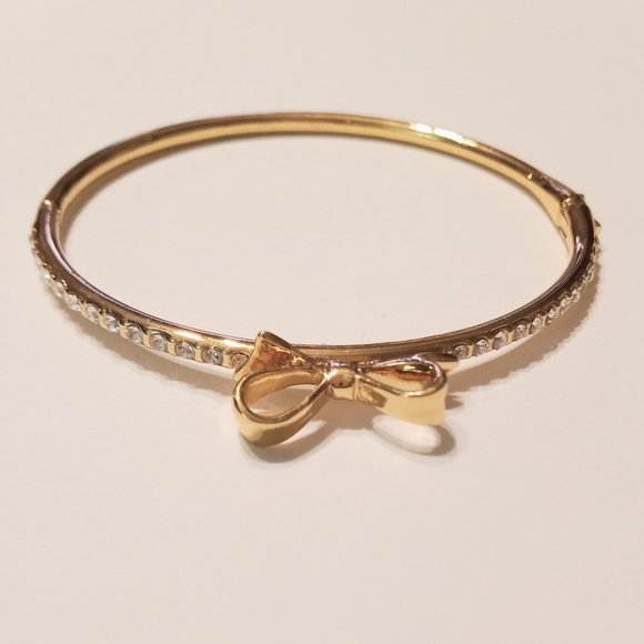 Kate Spade New York Gold Tone Love Notes Pave Crystal Bangle Bracelet - Picture 1 of 6